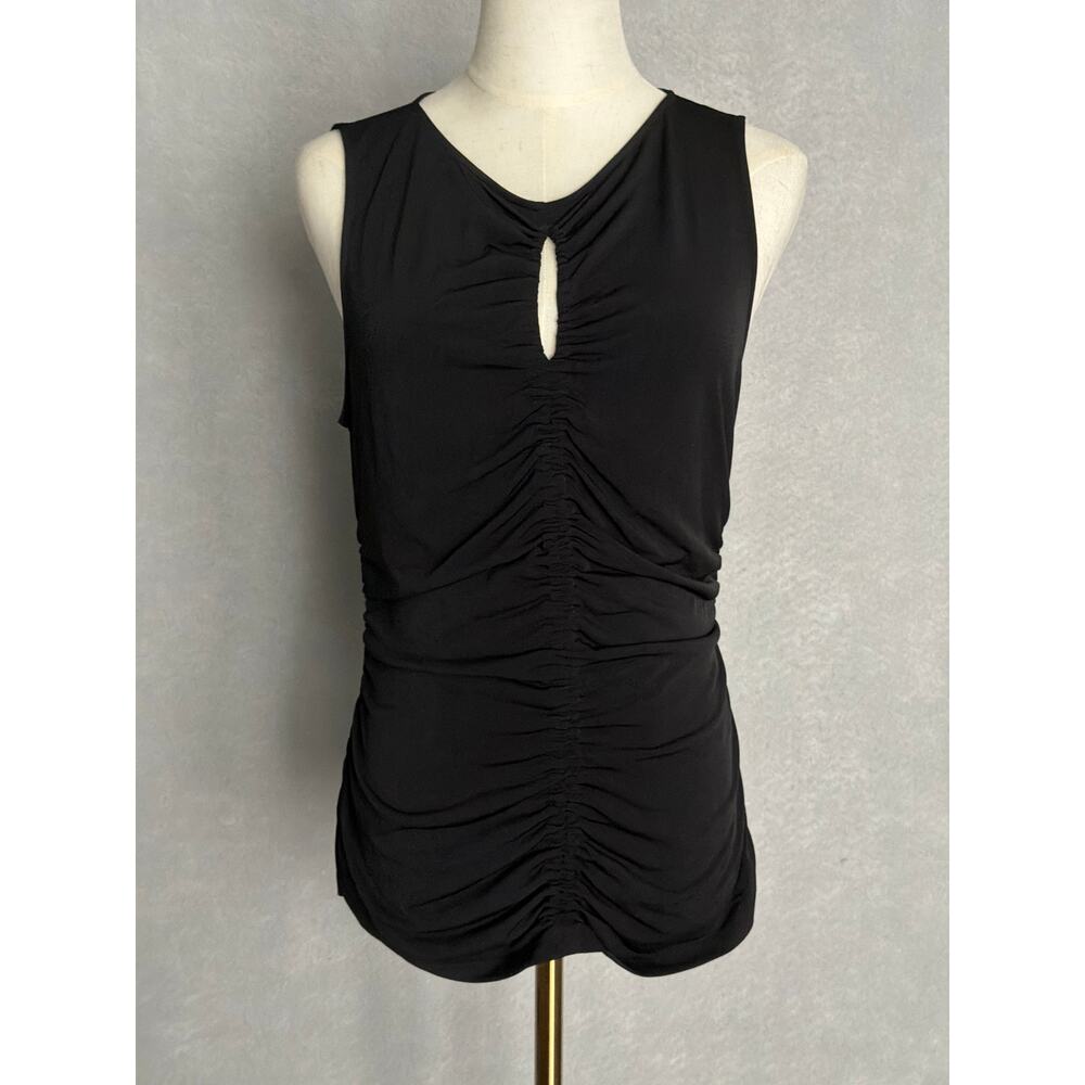 BOSS Orange Ruched Sleeveless Top Keyhole Front Black Women's XXL NEW